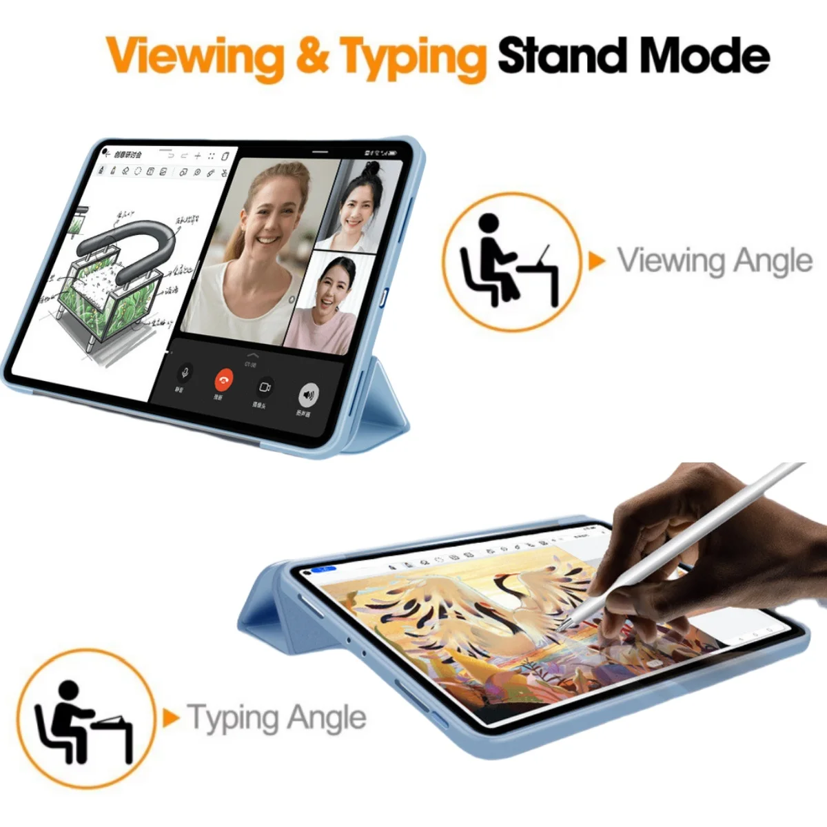 Funda inteligente para Huawei MatePad Air Pro T10S SE 11 11,5 10,8 10,4 pulgadas Funda con soporte de cuero Pu con carcasa trasera de TPU suave - imagen 4