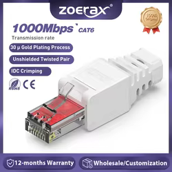 ZoeRax Conector RJ45 Cat 6 sin herramientas para cable Ethernet