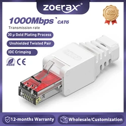 ZoeRax Conector RJ45 Cat 6 sin herramientas para cable Ethernet