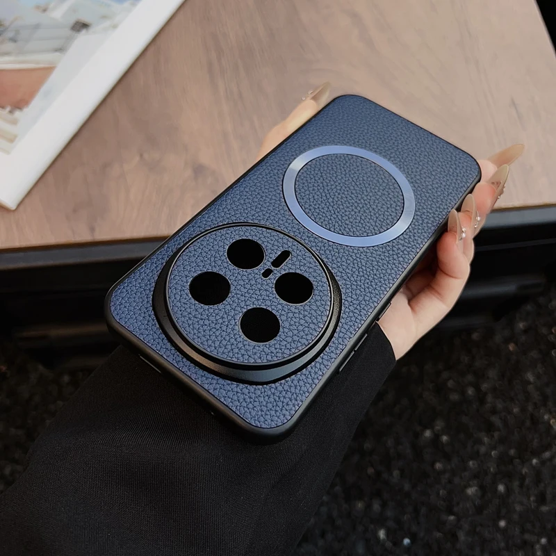 Para Honor Magic 8, 8 Pro funda magnética ELVEV Vintage Lichee patrón PU cuero duro PC cubierta de teléfono con succión - imagen 4