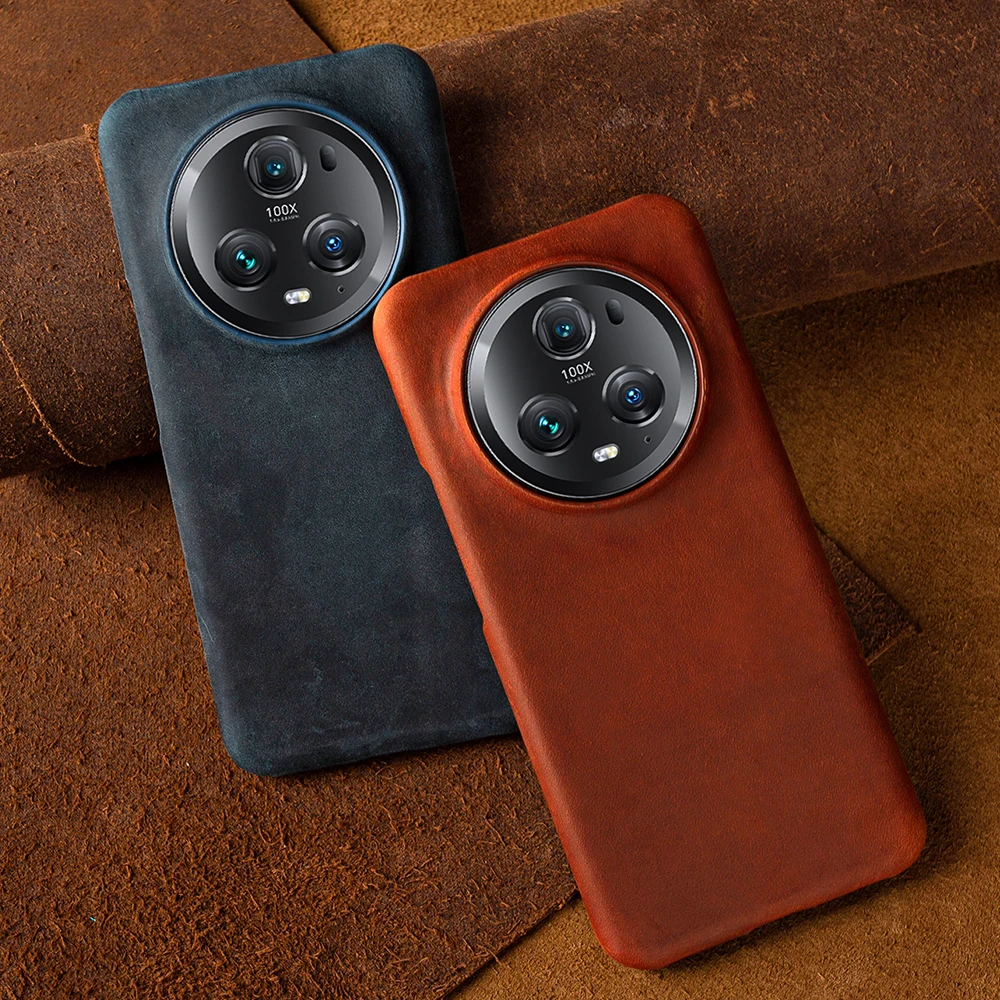 ZWW Crazy House Funda de cuero genuino para Honor Magic 7 Pro funda para Magic6 Pro Lite estética Vintage Retro