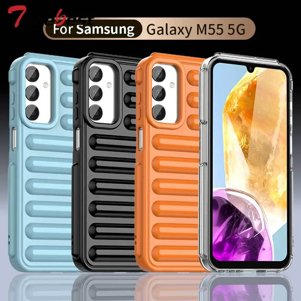 Armadura a prueba de golpes cápsula funda de cojín de aire para Samsung Galaxy M55 M15 M14 F55 F15 F14 C55 5G cubierta de silicona suave de Color sólido
