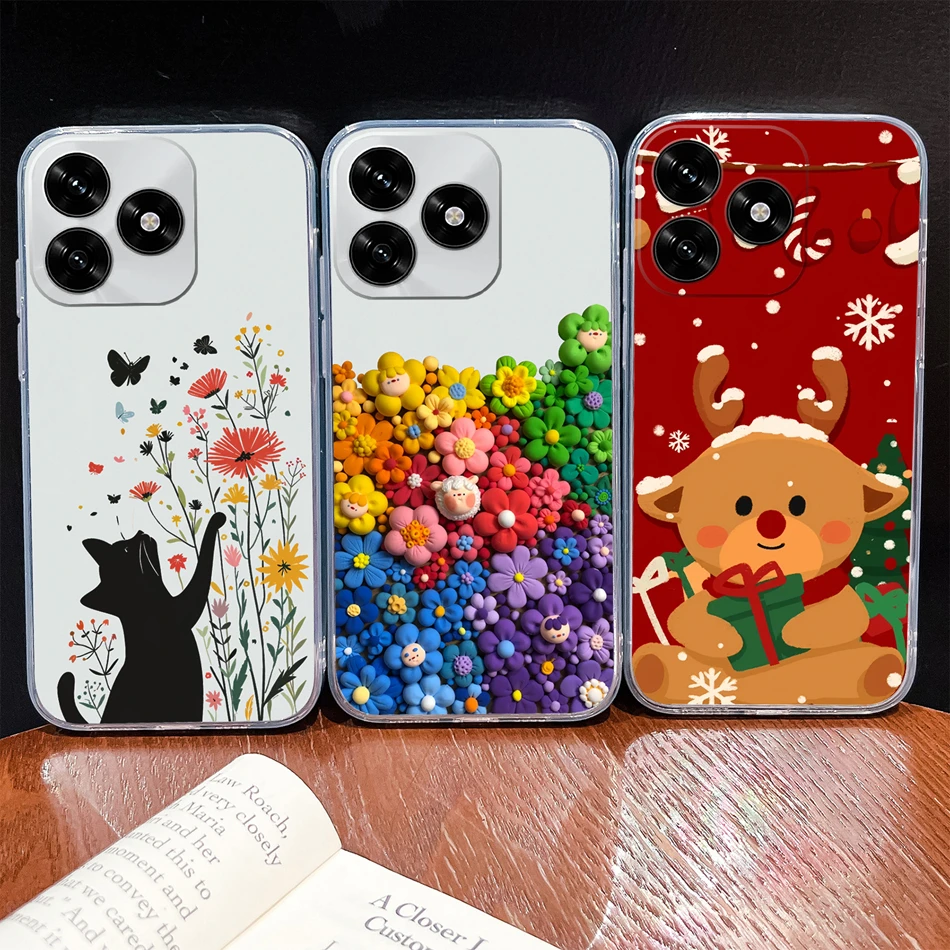 Para Honor X5C Plus Funda con patrones de flores de la suerte Funda de teléfono ligera transparente para Honor X 5C + parachoques de silicona TPU suave y delgado - imagen 4