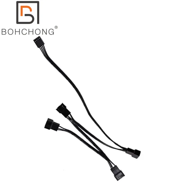 Ventilador PWM de 4 pines, Cable de extensión de 4 vías, ventilador de refrigeración de 3x4 pines/3 pines, Control de velocidad, soporte, ventilador de Control de temperatura inteligente PWM