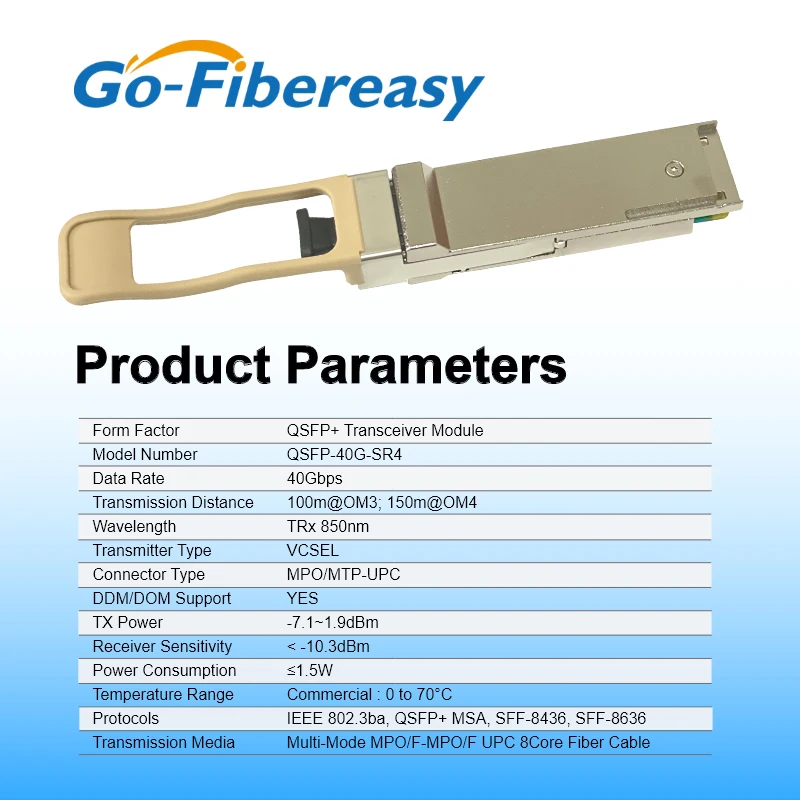 Módulo transceptor óptico QSFP 40G 100m SR4 MPO QSFP + 850nm 40GBASE-SR4 Compatible con interruptor de fibra Mellanox/Mikrotik/Cisco - imagen 2