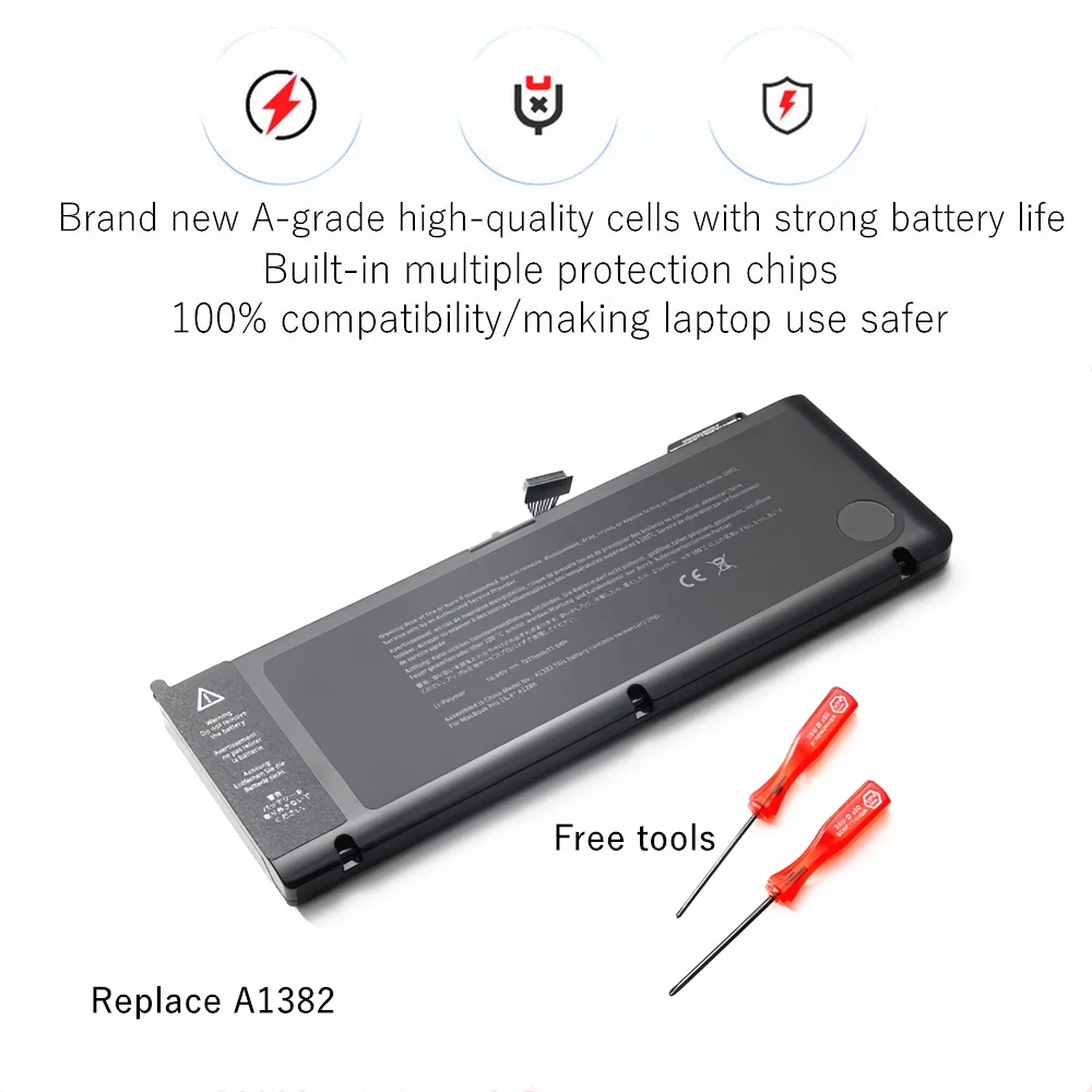 Batería para ordenador portátil A1382 para Apple Macbook Pro 15 "A1286 2011 2012 Series, + 2 destornilladores gratis - imagen 2