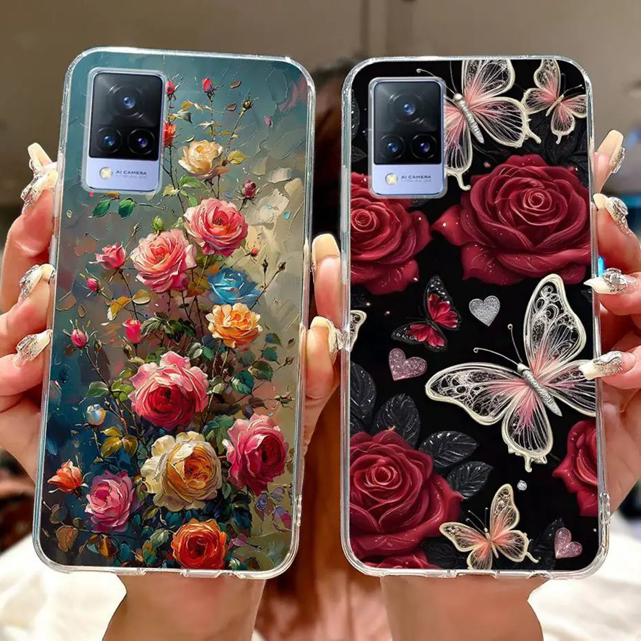 Funda de teléfono con pintura bonita para Vivo V21 V21e 4G 5G, fundas traseras de silicona suave TPU para Vivo V21s V21 V21E, parachoques - imagen 4