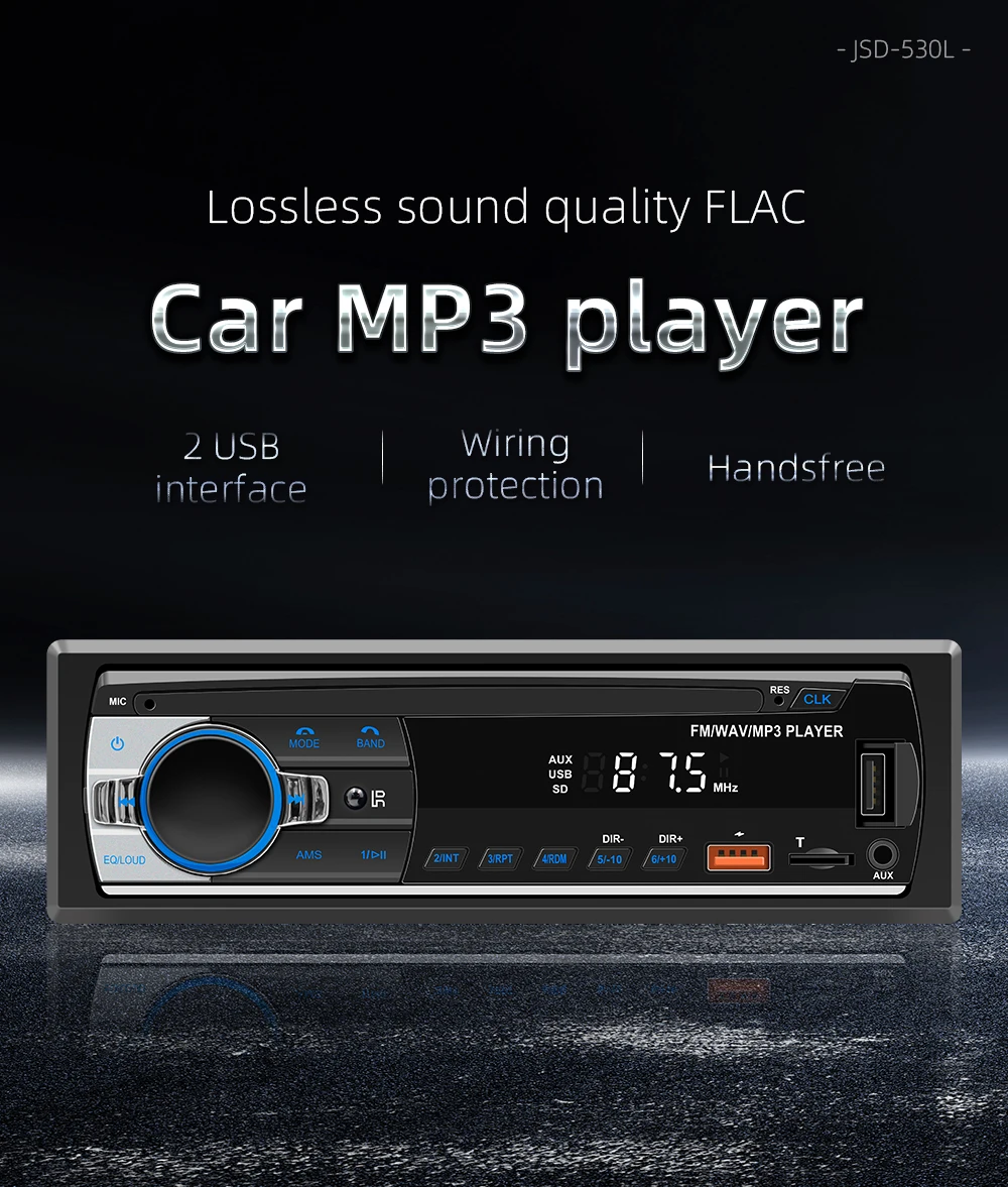 Reproductor estéreo de Radio para coche reproductor MP3 Digital Bluetooth JSD-530 520 60Wx4 FM Audio estéreo música USB/SD con entrada auxiliar en el tablero - imagen 2