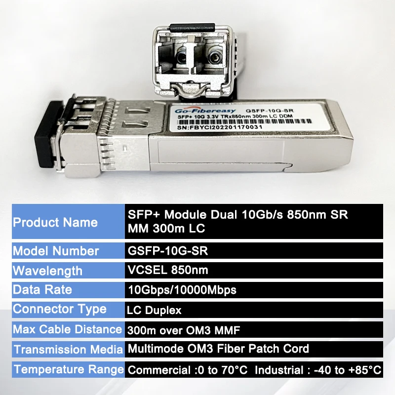 Módulo SFP de 10Gb multimodo 10GBASE-SR 850nm doble LC Compatible con Ubiquiti/Mikrotik/Cisco SFP-10G-SR transceptor de fibra óptica - imagen 3