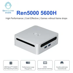 GenMachine Mini PC Ryzen 5 5600H WiFi 6 Sobremesa 64GB RAM