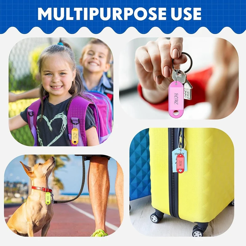 Etiquetas para llaves de doble cara, etiquetas para llaveros con ID, identificadores, anillo Flexible, 8 colores, 200 piezas - imagen 2