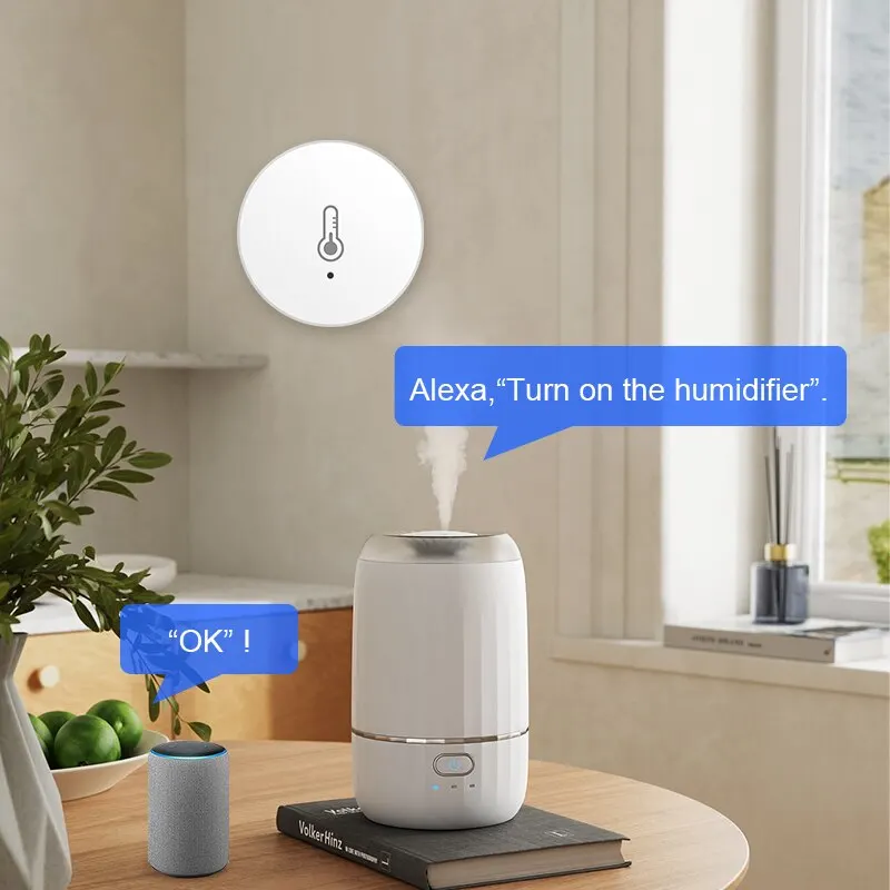 Tuya ZigBee Mini Sensor de temperatura y humedad, Detector de humedad interior, funciona con Alexa, Google Home, Control por voz por aplicación - imagen 3