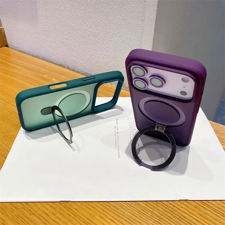 Matte Fiber For Magsafe Case For IPhone 17 16 15 14 Pro Max Plus Air Magnetic Ring Stand Shockproof Cover For Iphone  Air Coque - imagen 2