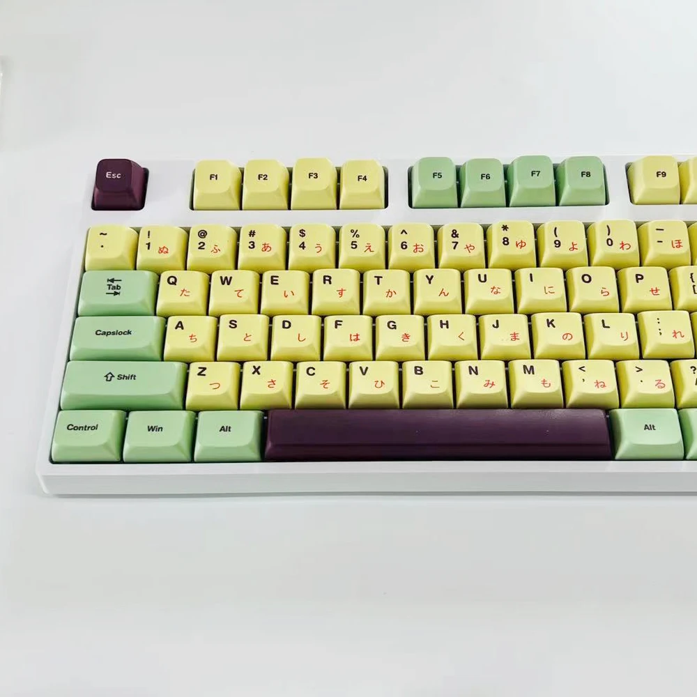 Juego de teclas de 113 teclas, color morado, verde y amarillo, perfil KDA, teclas de sublimación de tinte PBT para teclado mecánico Cherry MX Switch - imagen 3