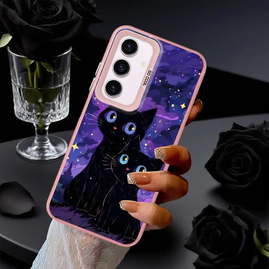 Funda para Samsung Galaxy A26 A23 A73 A33 A34 A32 A25 A53 A24 A22 A52 A36 funda trasera para teléfono cielo estrellado gato dibujos animados - imagen 2