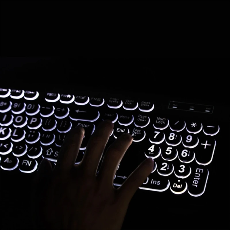 Letra impresión con teclados retroiluminados con cable USB LED iluminado en blanco 104 teclas - imagen 5