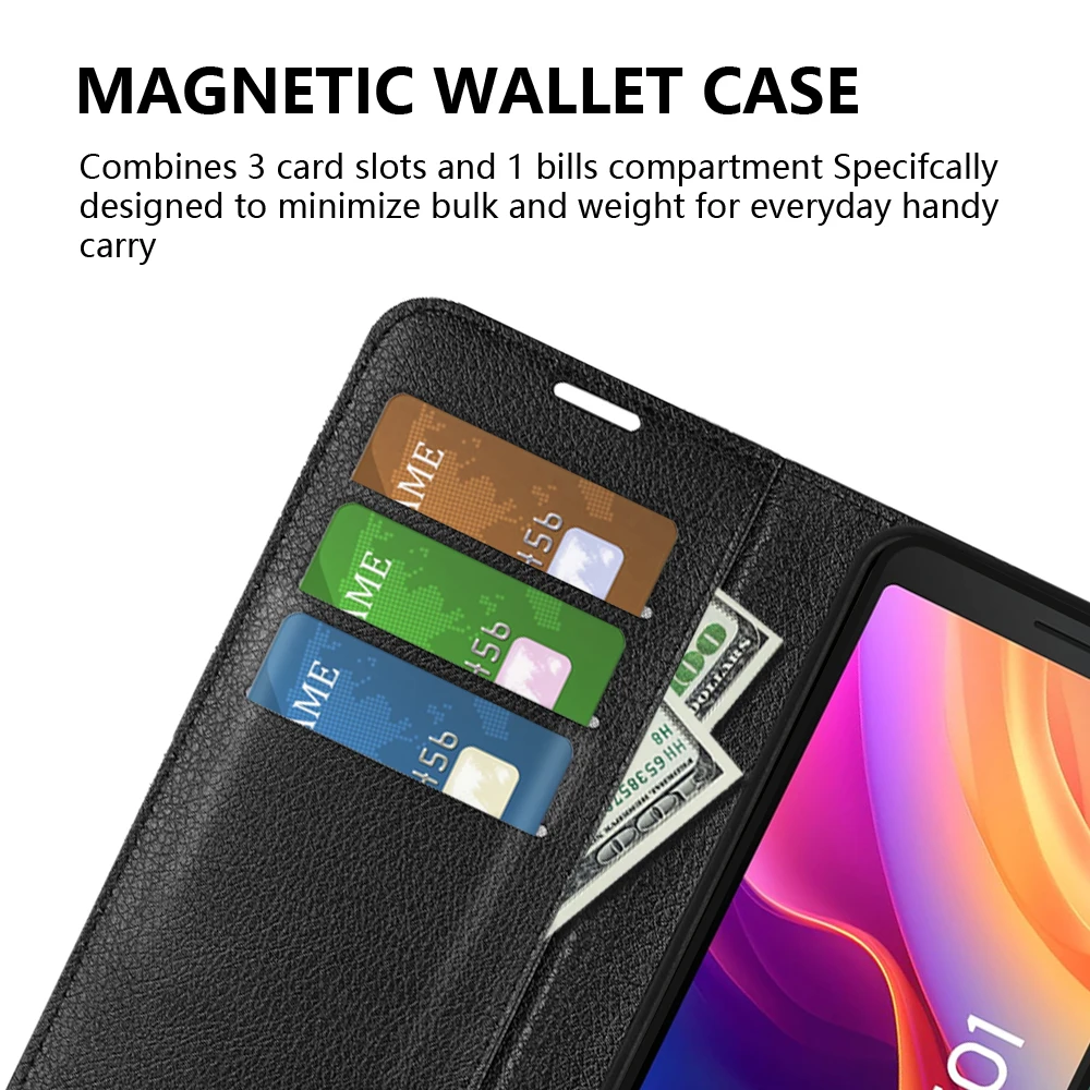 Funda de cuero con tapa para teléfono, carcasa con soporte para TCL 501, 501 - imagen 2