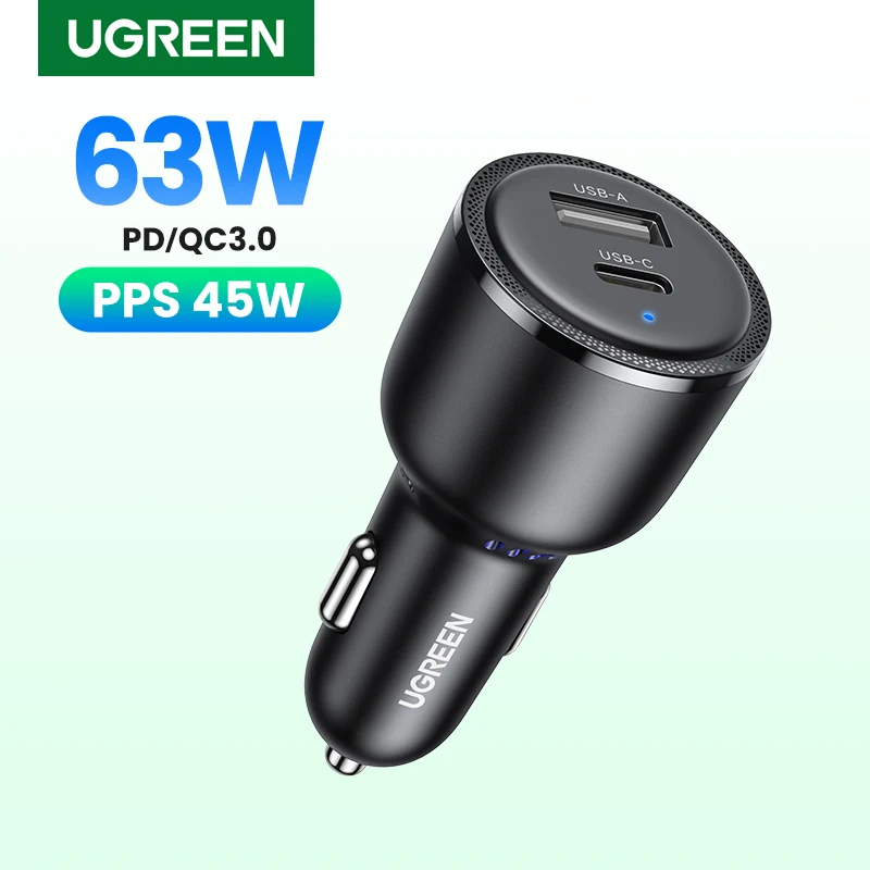 Cargador Coche UGREEN 63W USB-C PD PPS – Carga Rápida Universal