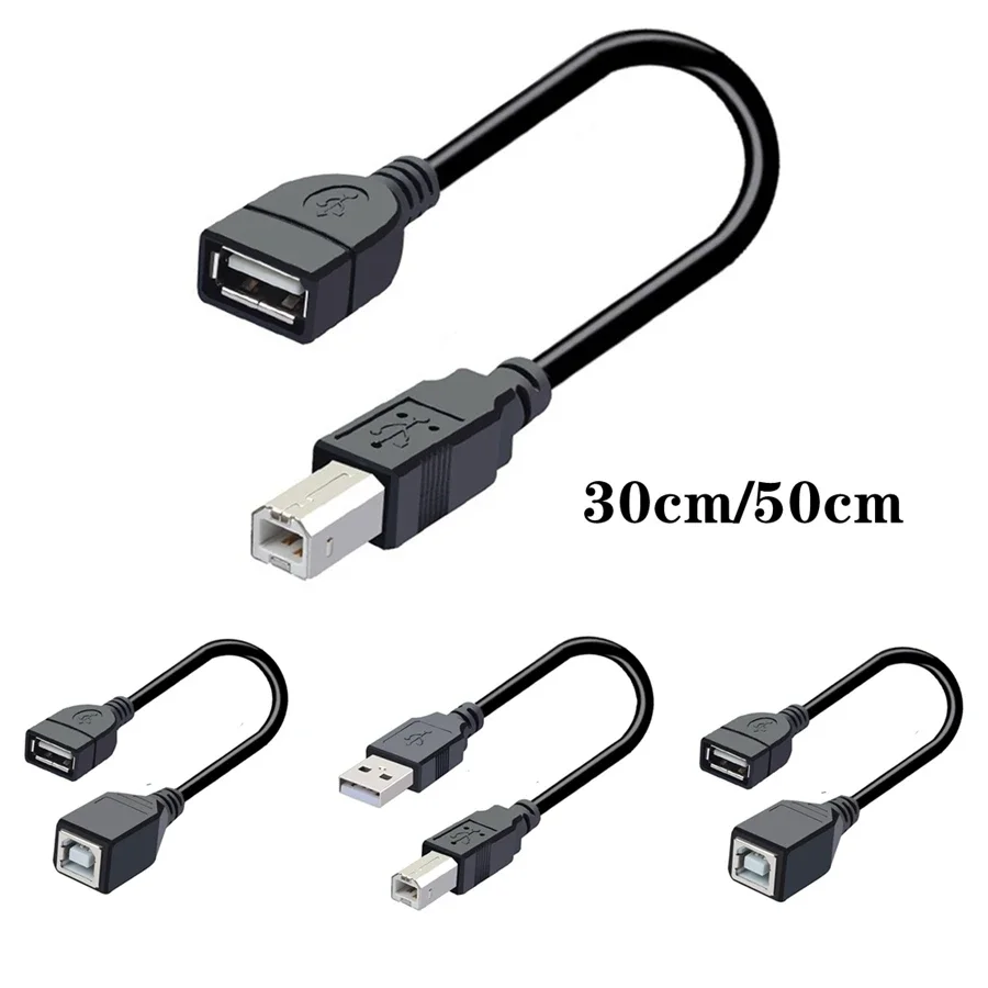 Nuevo USB 2,0 tipo A hembra macho a USB B macho escáner Cable de impresora Cable de extensión de impresora USB portátiles adaptador de unidad Flash 30cm - imagen 2