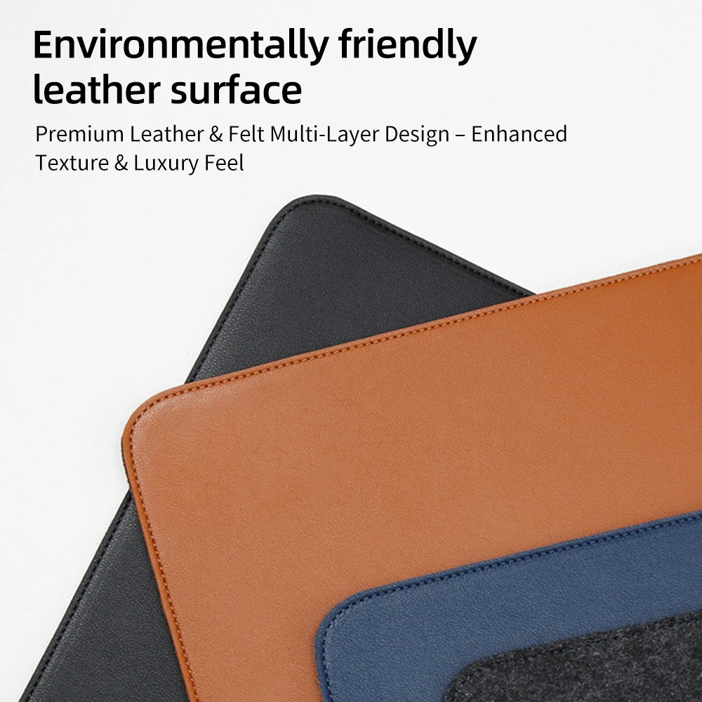 Alfombrilla protectora de escritorio de gran tamaño 80x40, fieltro de lana y cuero, alfombrilla para ratón 2 en 1, cojín para ordenador portátil, alfombrilla antideslizante para teclado, accesorios - imagen 3