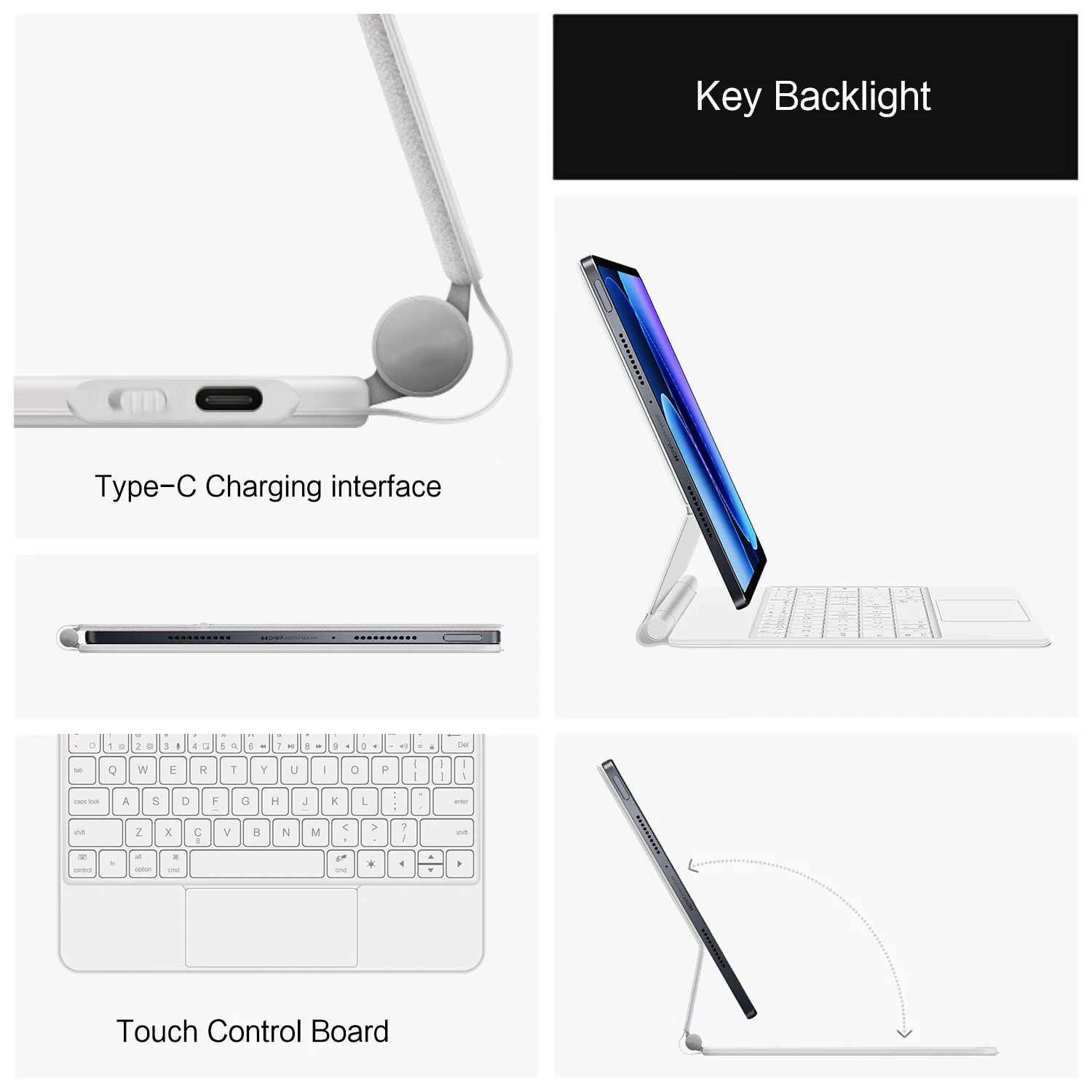 Teclado mágico con retroiluminación para XiaoMi Pad 8 Pro, funda magnética inteligente para tableta Mi Pad 8 MIPad8 de 11,2 pulgadas, teclado TouchPad - imagen 3