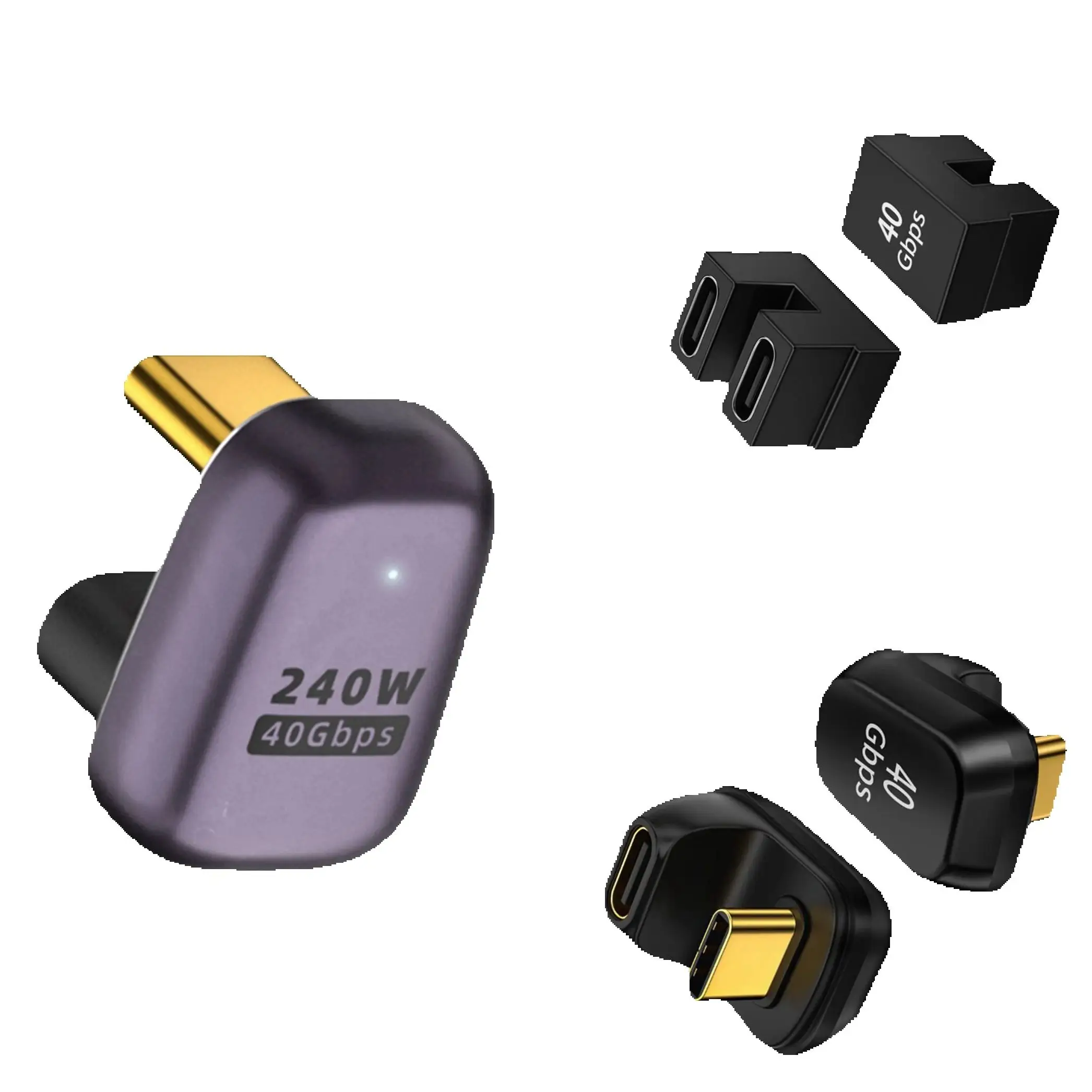 Adaptador de ángulo de 180 grados Usb C en forma de U Thunderbolt 3 4 Usb4 tipo C convertidor macho a hembra PD 8k 60hz para tableta inteligente