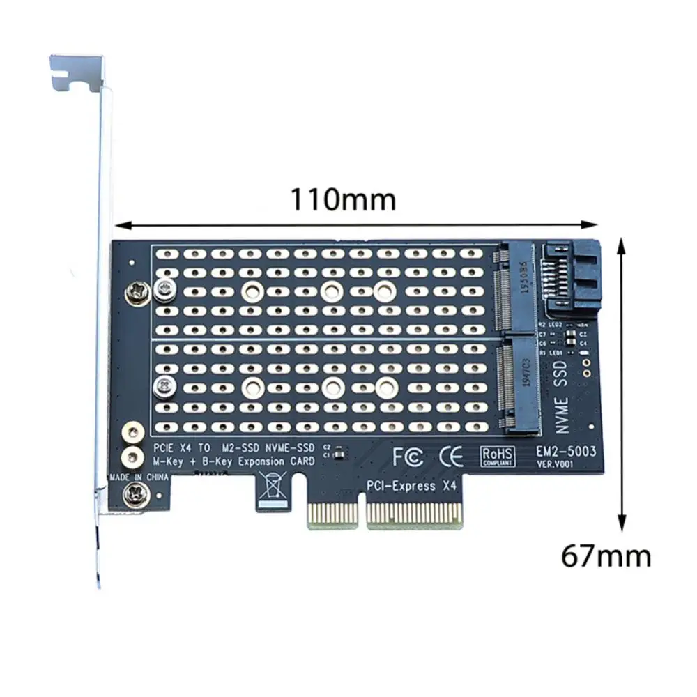Adaptador Pcie a M2/m.2, tarjeta Dual Nvme/mie, Pci-e 3,0 X4 Gen3 Ssd M2 a Sata Pci-e, tarjeta M Key B, sistema operativo Linux - imagen 2