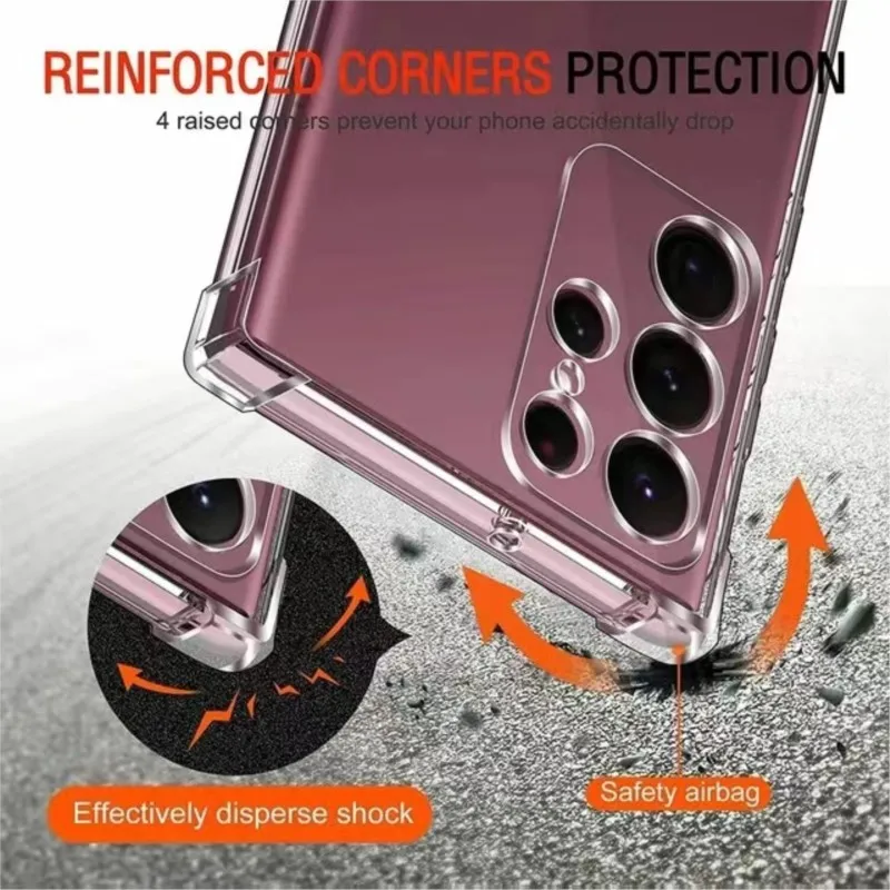 Funda de silicona transparente gruesa a prueba de golpes para Samsung Galaxy S25 S24 S23 S22 S21 S20 FE S25 Plus funda transparente ultrafina - imagen 3