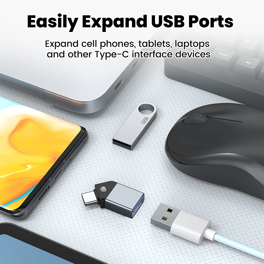 Adaptador tipo C a USB 3,0 45 ángulo abierto USB hembra a tipo C convertidor macho para teléfono lector de tarjetas de ordenador portátil transferencia de datos de disco U - imagen 3