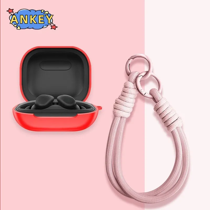 Para Beats Powerbeats Fit funda protectora de silicona suave portátil resistente a los arañazos carcasa con mosquetón cordón - imagen 2