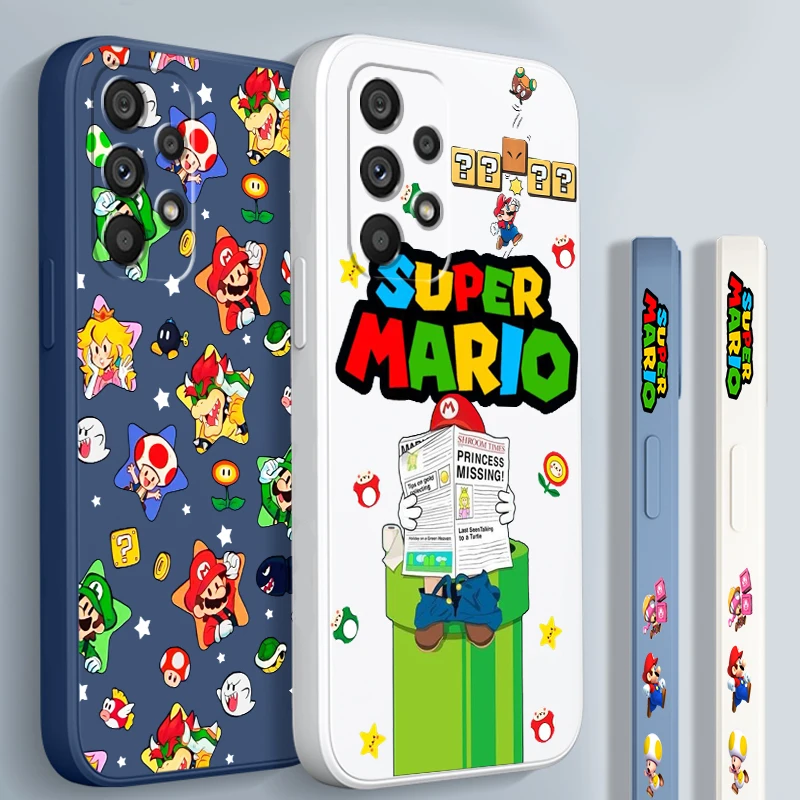 S-Super m-marios b-bros Linda cuerda izquierda líquida para Samsung A53 A52 A55 A32 A51 A71 A21S A13 A73 A55 A72 A23 A35 A05 5G cubierta - imagen 2