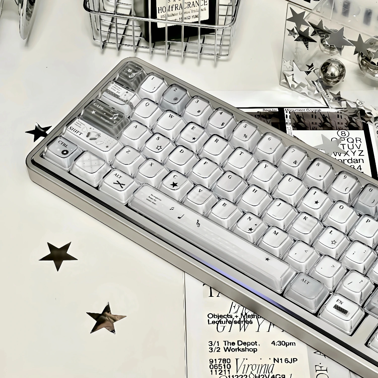 MAIMOOO-teclas de cristal con perfil KDA, nota Musical gris avanzada, PC, doble capa, gelatina translúcida, para teclado mecánico - imagen 3