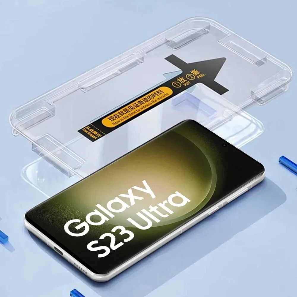 Protector de pantalla de vidrio templado, película protectora con un clic, fácil de instalar, para Samsung Galaxy S23, S22 Ultra, S23Utra, S22Ultra
