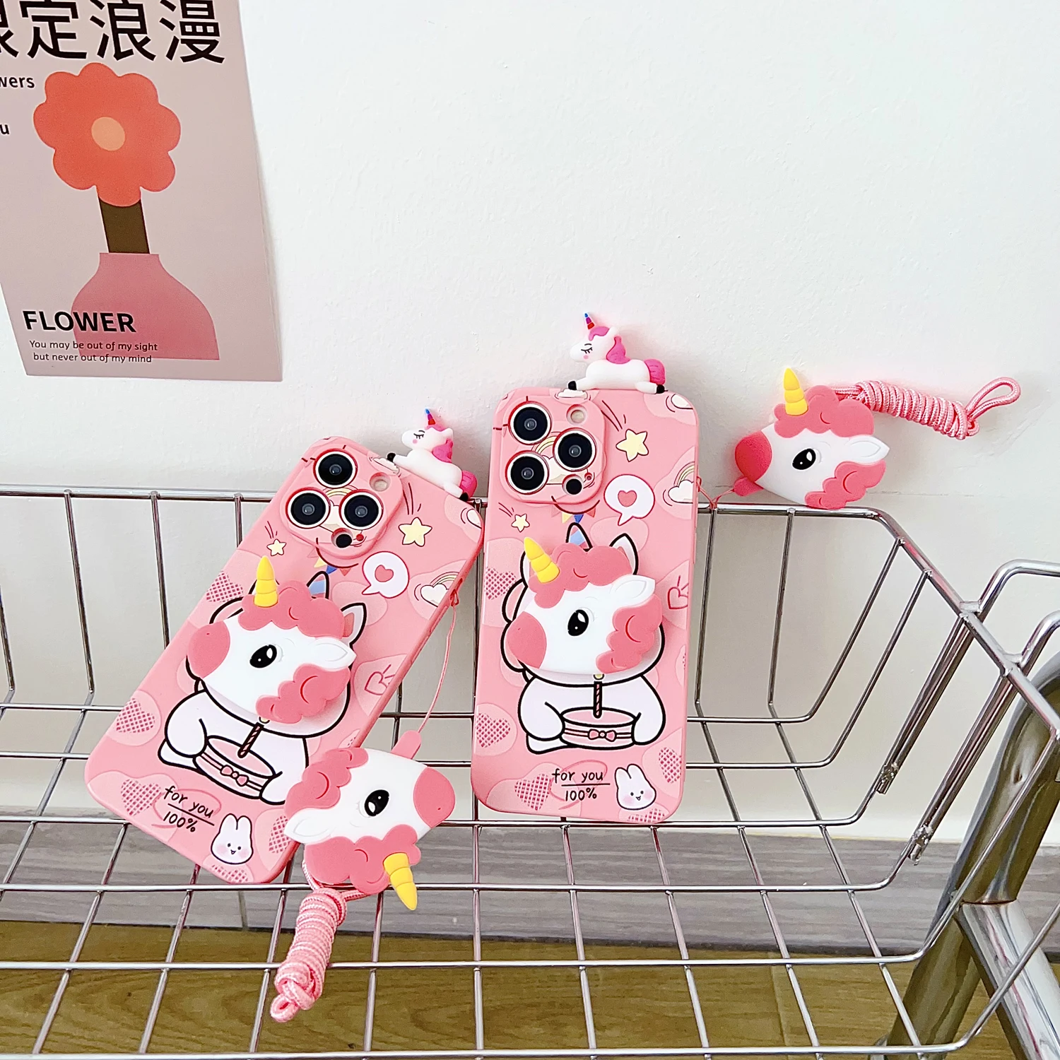 Para Samsung Galaxy A17 A07 A16 A06 A26 A56 A04E A05 A05s A15 A25 A35 A55 funda de unicornio feliz con cuerda de soporte - imagen 5