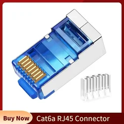 Conector RJ45 Cat6a dorado - 8P8C modular para cable UTP/FTP/SFTP