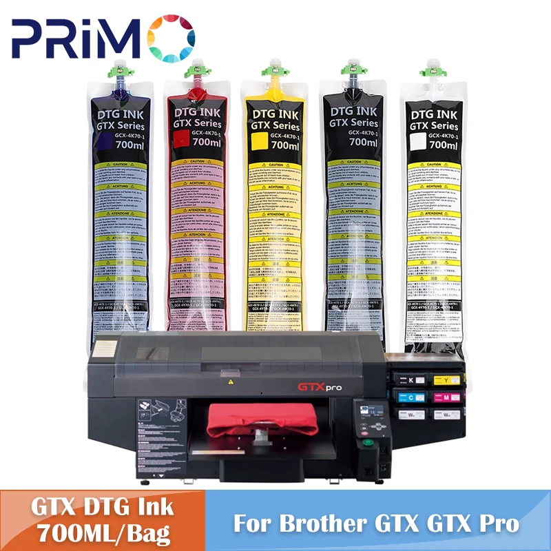 Bolsa de tinta textil DTG 700ML con Chip para Brother GTX-422 GTX-423 GTX-425 GTX-600 GTX422 GTX423 GTX425 GTX600 GTX PRO B GTX a granel