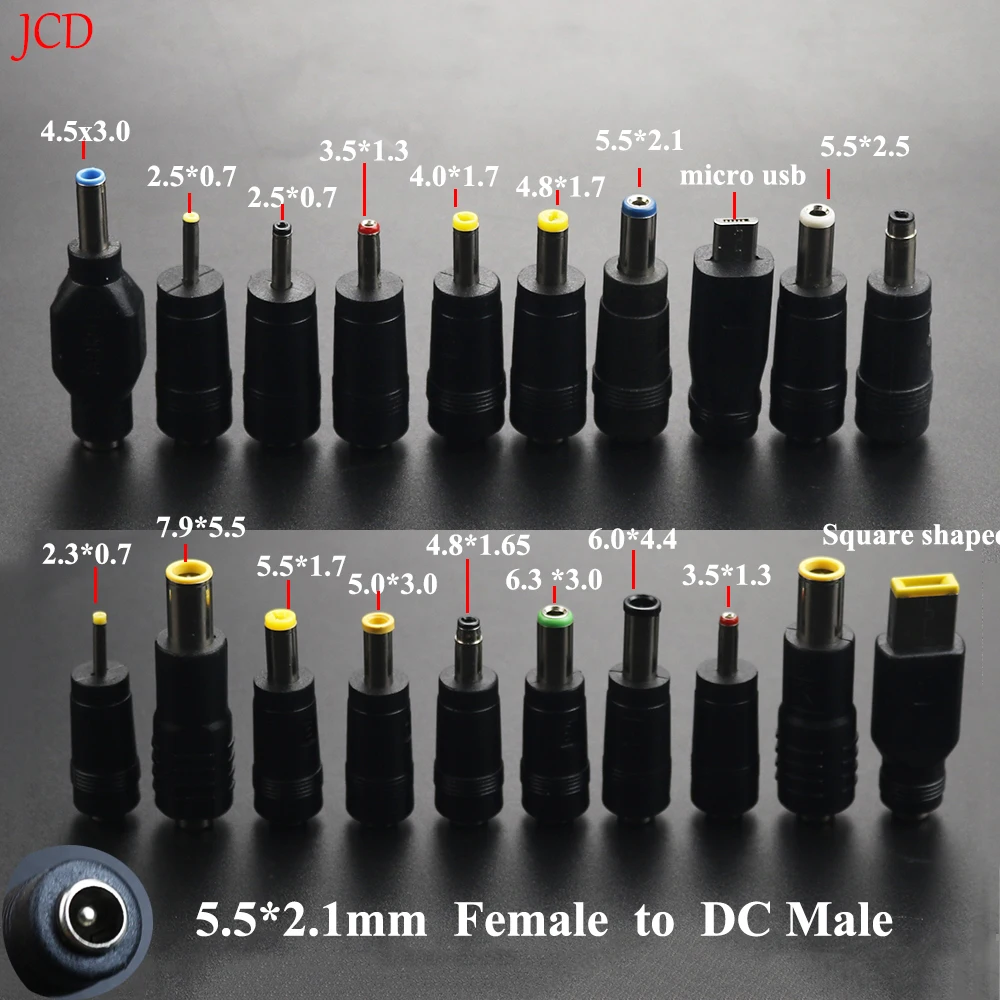 2 uds 5,5x2,1mm hembra a 7,9x5,5mm adaptador CC macho para adaptador de enchufe de alimentación de ordenador portátil 5,5X2,1 hembra a 4,5 7,9 4,0 macho - imagen 2
