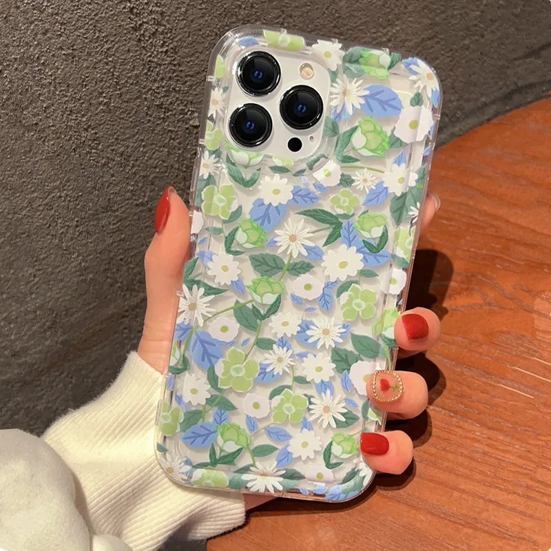 Funda de teléfono transparente con estampado gráfico de flores para iPhone 15, funda para iPhone 11 13 12 14 16 Pro Max XR X Xs Max 6 7 8 Plus SE 2022 - imagen 5