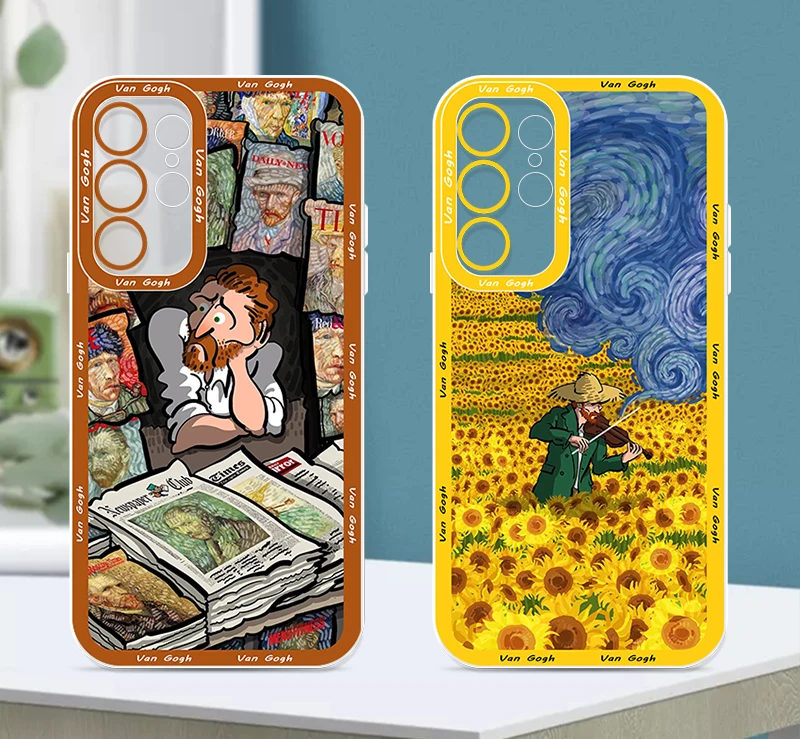 Funda de teléfono transparente con ojos de ángel para Samsung Galaxy, cielo estrellado de arte alto, Van Gogh, S23, S22, S21, S20 Pro, FE Ultra, A23, A52, A53, A71