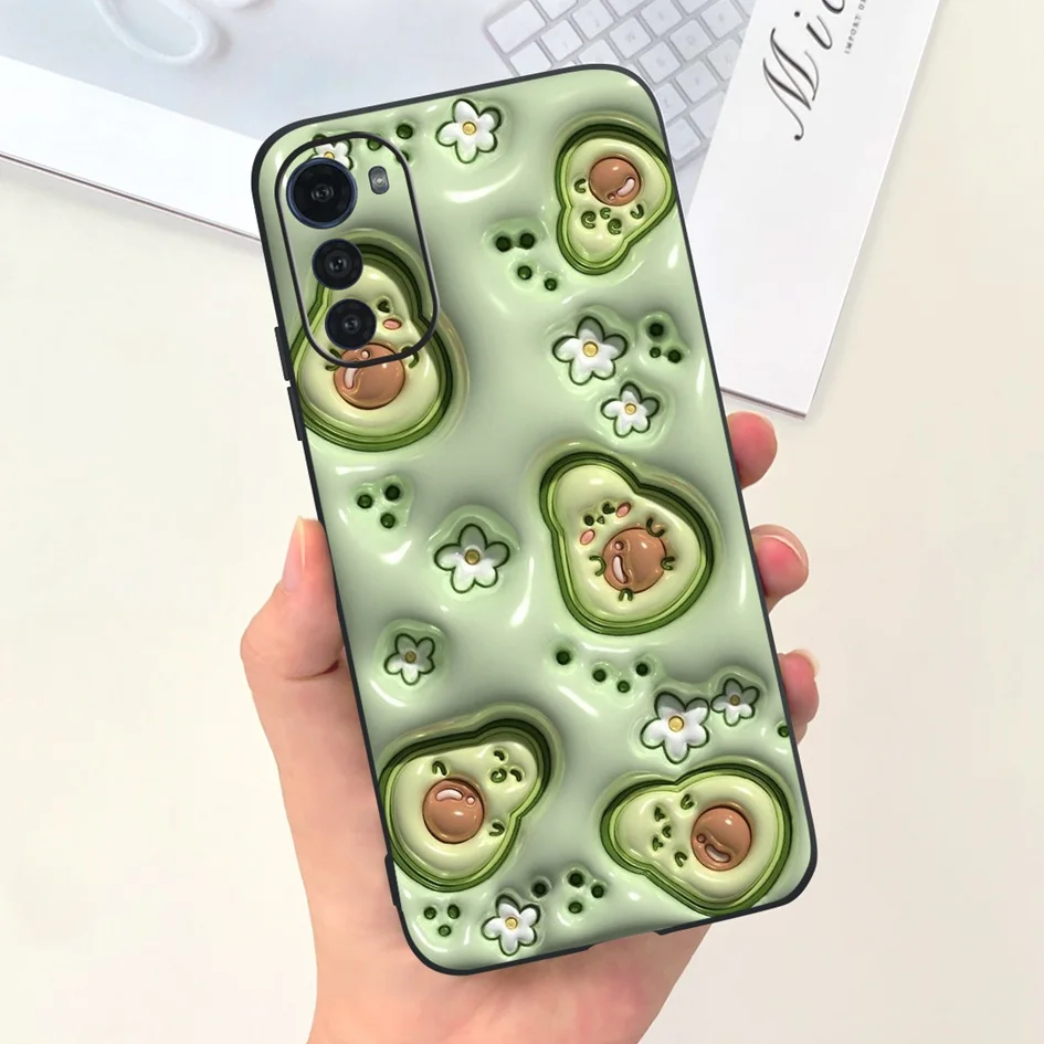 Para Motorola Moto E32 Funda Moto E32s Funda a prueba de golpes Linda Funda de teléfono de silicona suave de aguacate de dibujos animados para Moto E32 E 32 E 32s Funda - imagen 3