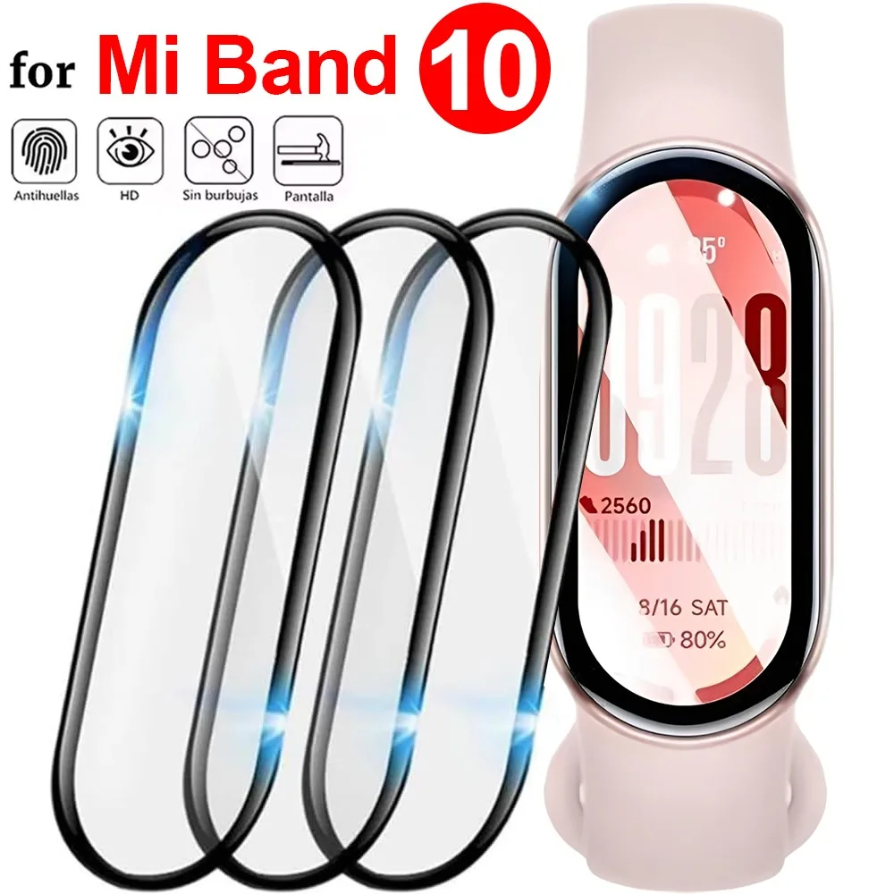 1/3/5 Uds 3D Protector de pantalla de cobertura completa para Xiaomi Band 10 Watch HD película protectora antiarañazos para MiBand 10 NFC no vidrio