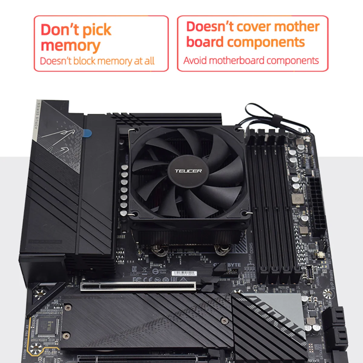 TEUCER UT-45 Enfriador de CPU de perfil bajo 4 tubos de calor Radiador fino de presión hacia abajo - Compatible con Intel LGA1700/1200/2011/2066 AMD AM4/AM5 - imagen 4