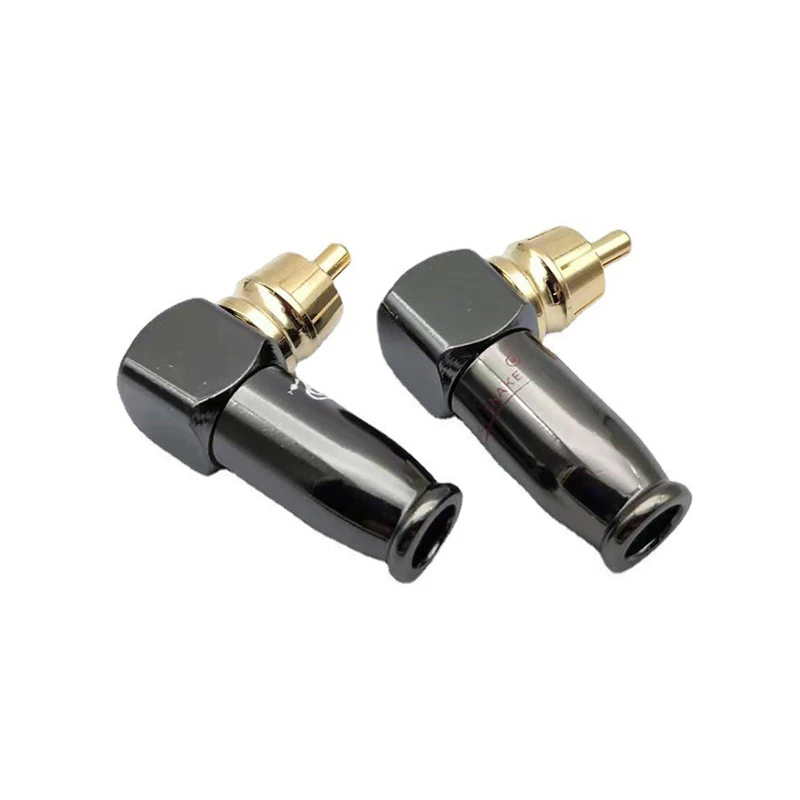 1/2 pares de 90 grados Snake King RCA pistola en forma de L negro chapado en oro ángulo recto RCA macho enchufe Audio Video conector soldadura - imagen 4