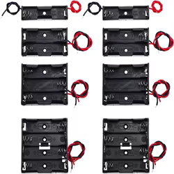 Estuche Plástico Negro para 8 Baterías AA con Ranuras