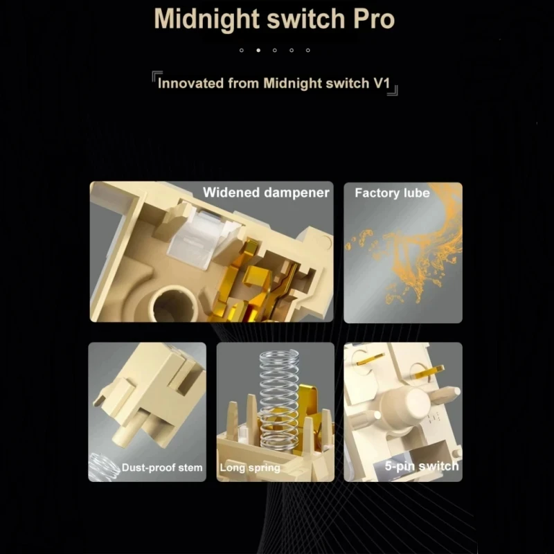 Kailh MX Interruptor de teclado mecánico silencioso 5 pines SMD MX Linear/Touch Midnight Switch Pro - imagen 5