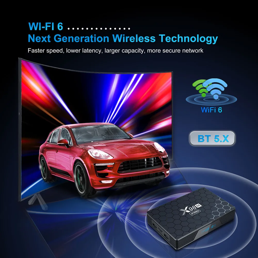 Wifi6 X98H PRO TV Box Android12 Allwinner H618 2G 16G 4GB 32/64GB 1000M LAN BT5.0 2,4G 5G Wifi HD en reproductor multimedia decodificador