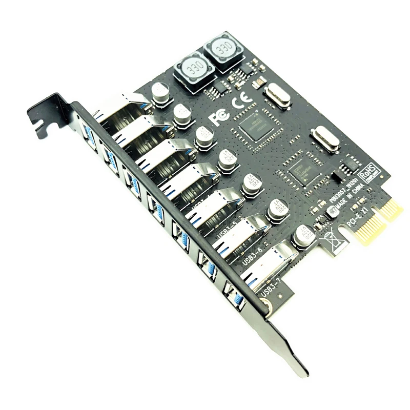 USB 3,0 PCI-e adaptador de tarjeta de expansión 7 puertos USB 3,0 Hub adaptador de controlador externo extensión PCI-E tarjeta PCI Express para escritorio - imagen 2