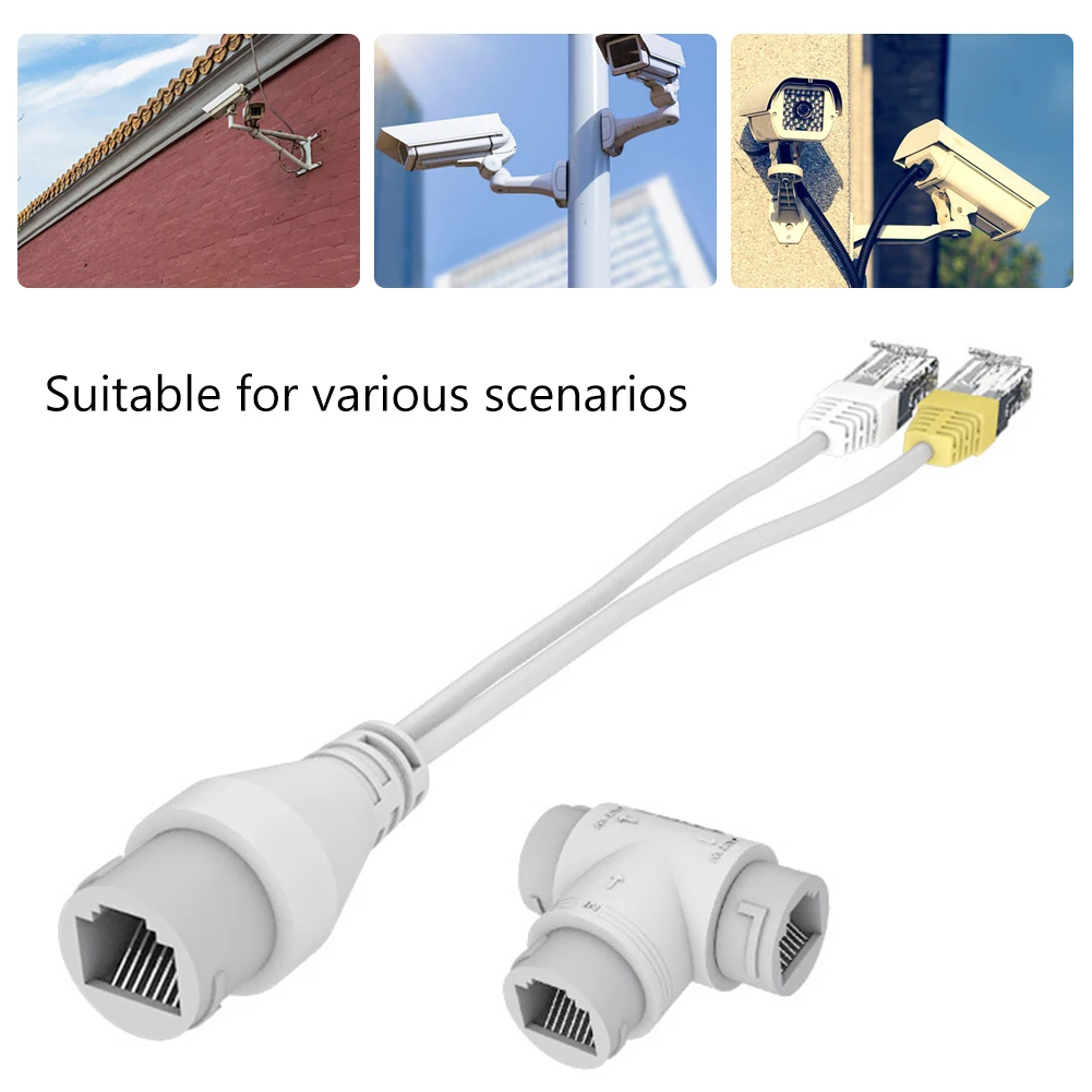 Conector de Cable de cámara POE, divisor 2 en 1 RJ45 de tres vías, IPC Dual, compatible con 4/8 núcleos para accesorios de instalación de cámara de seguridad