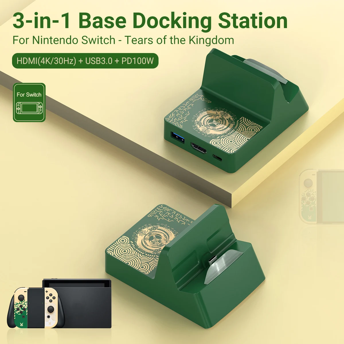 Interruptor de estación de acoplamiento de TV, interruptor de TV portátil OLED, reemplazo de estación de acoplamiento para interruptor con puerto HDMI USB 3,0