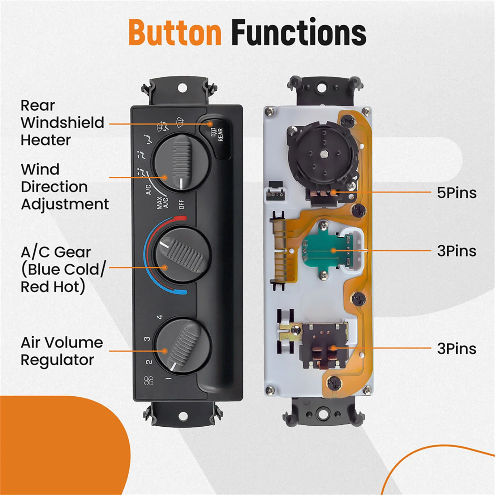 1 unidad de interruptor de Control de clima del calentador A/C 599-261 piezas de repuesto para Chevrolet Blazer para GMC Jimmy 16250535 Accesorios para automóviles - imagen 5